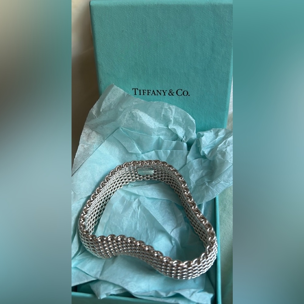 Tiffany & Co. Somerset Sterling Silver Mesh Flex Cuff Bracelet